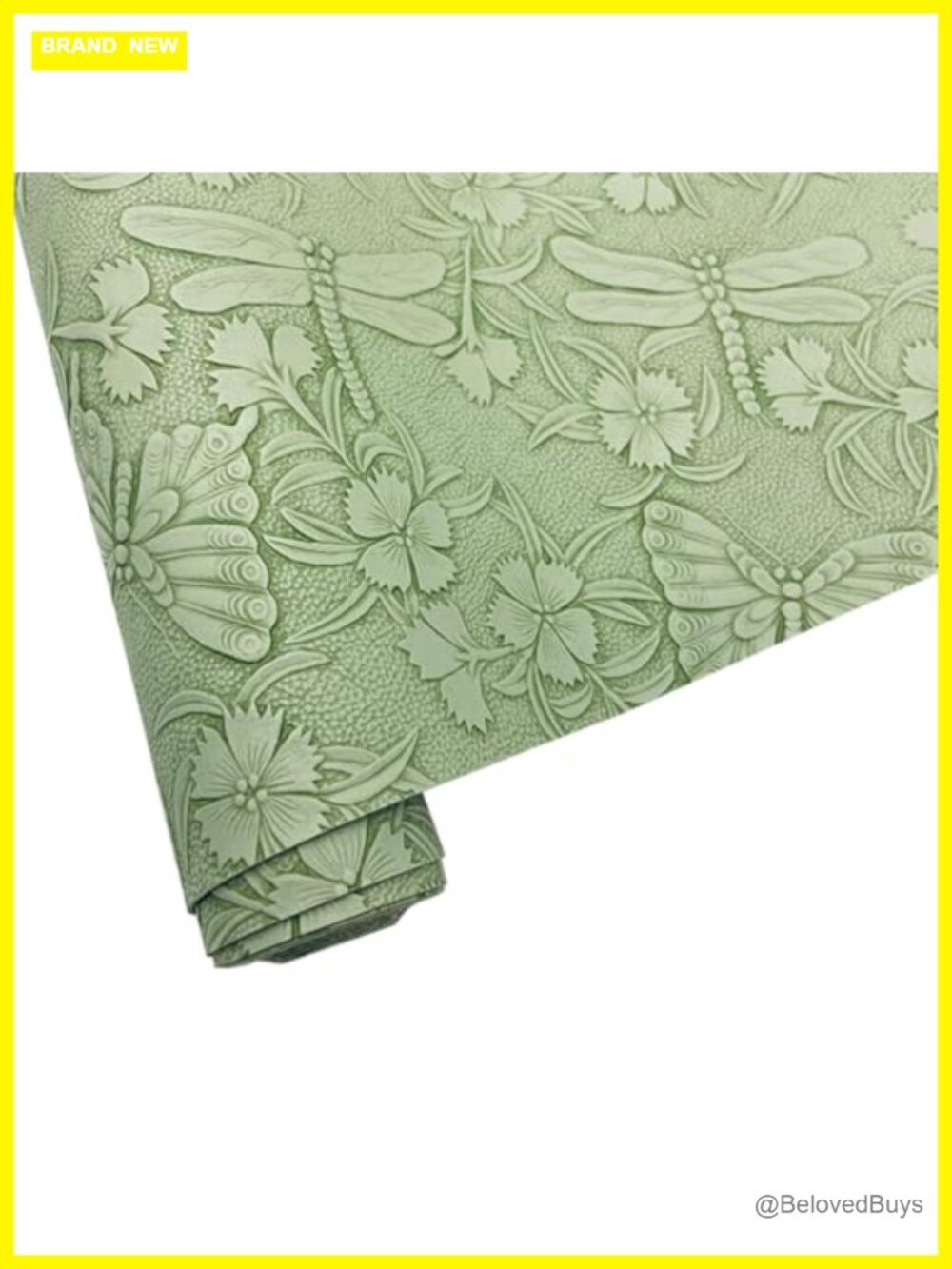 Embossed Faux Leather Sheet 12x54in Dragonfly Butterfly PU Fabric for DIY